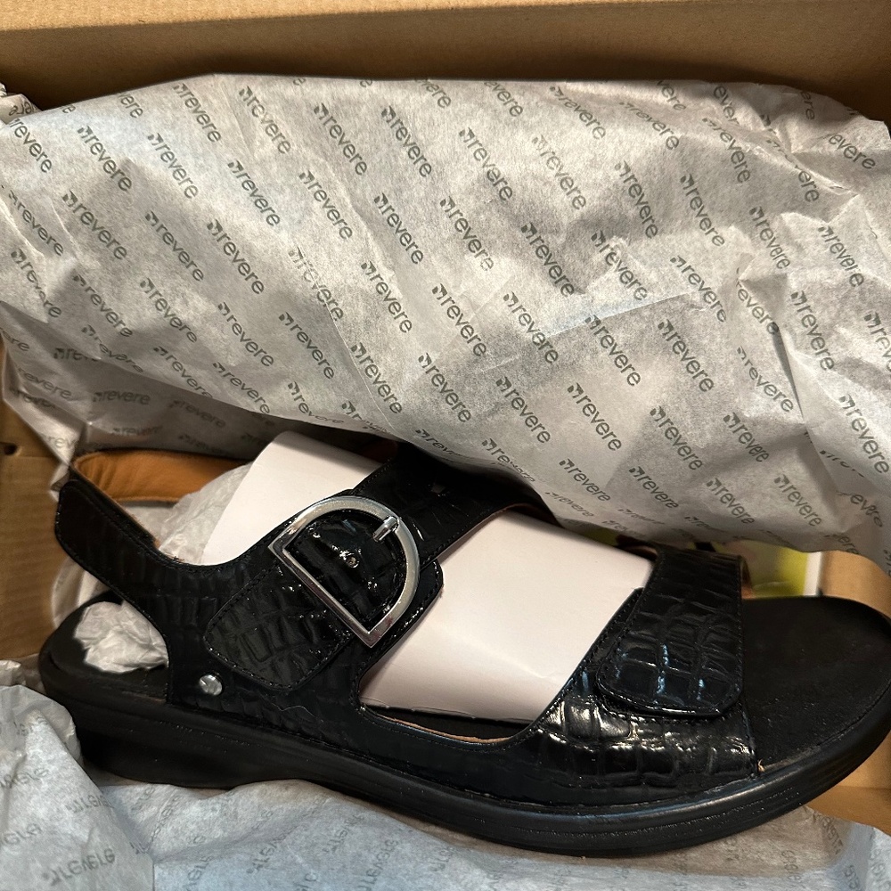 Revere Sandals Black Crocodile